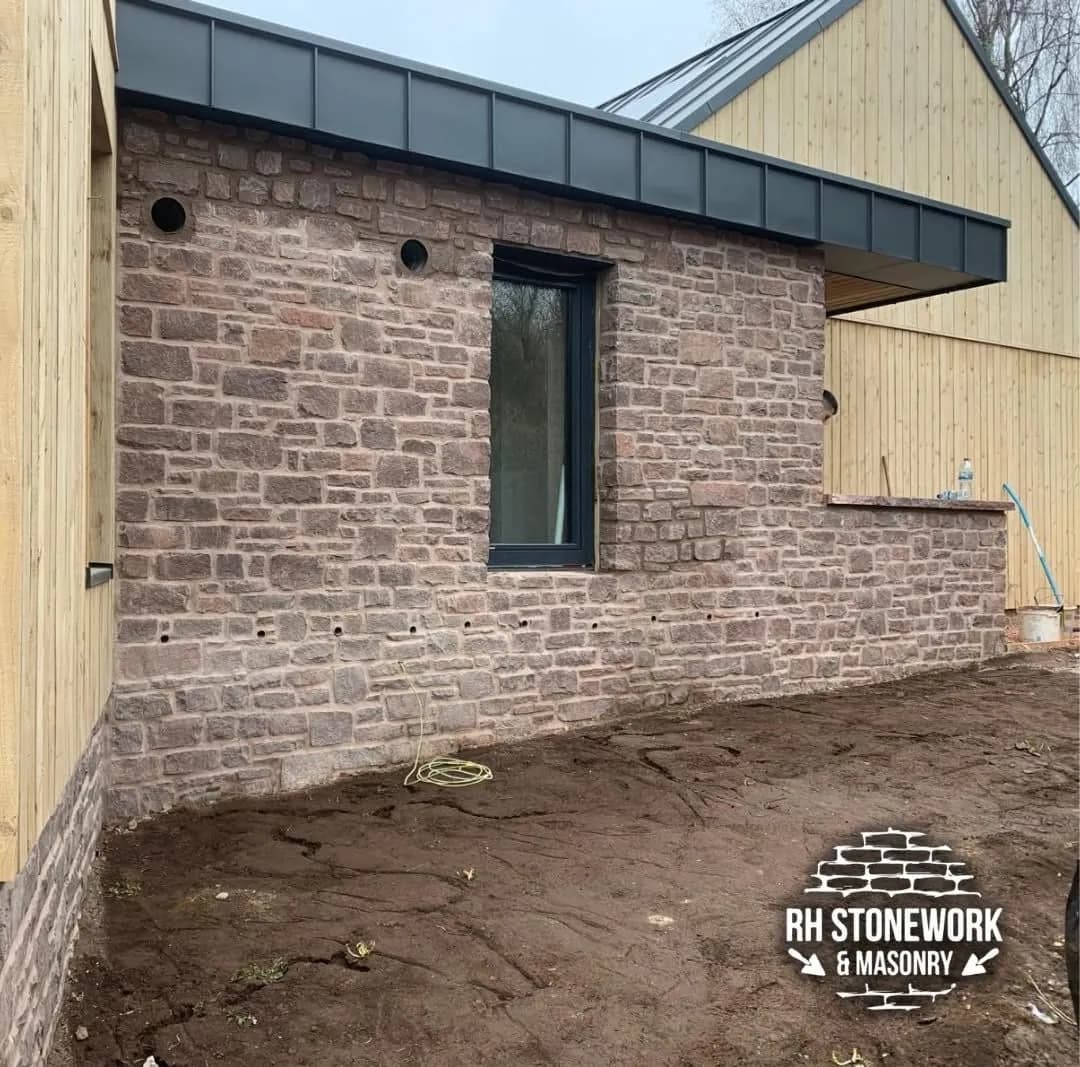 Stone walls under timber cladding, Brockweir