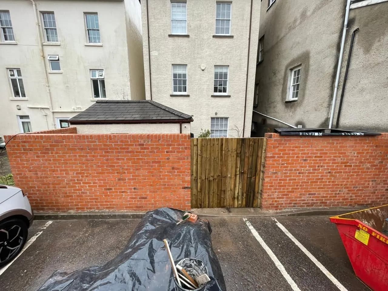 The finished boundary wall and gate, Chepstow