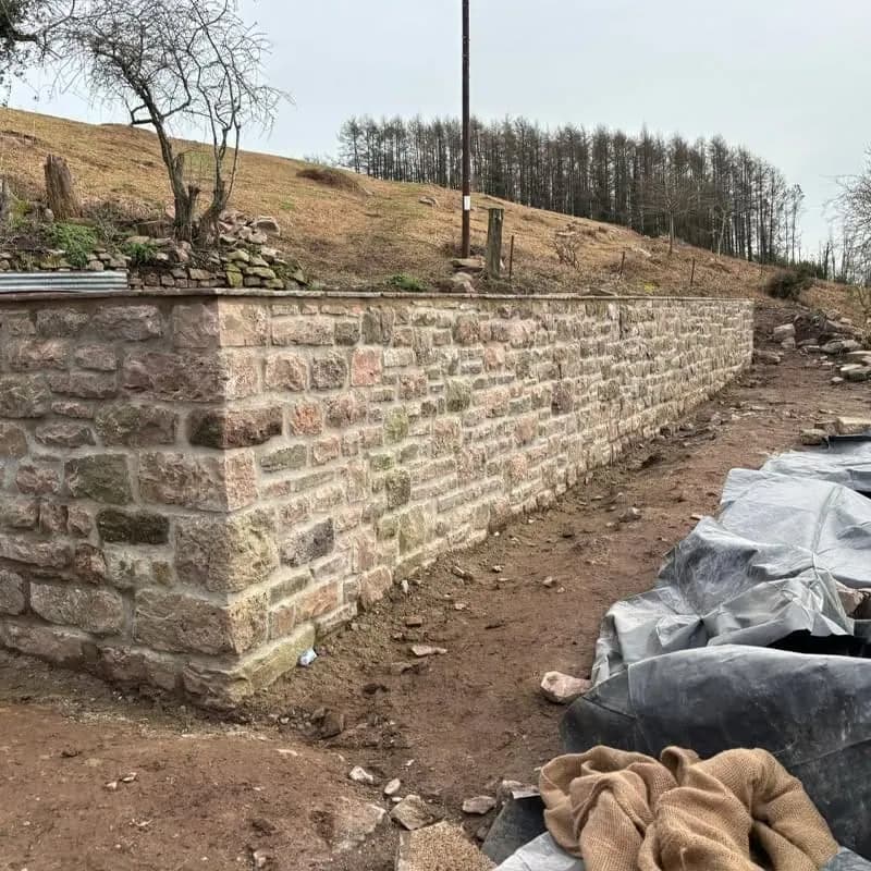 The rebuilt random stone wall, Earlswood
